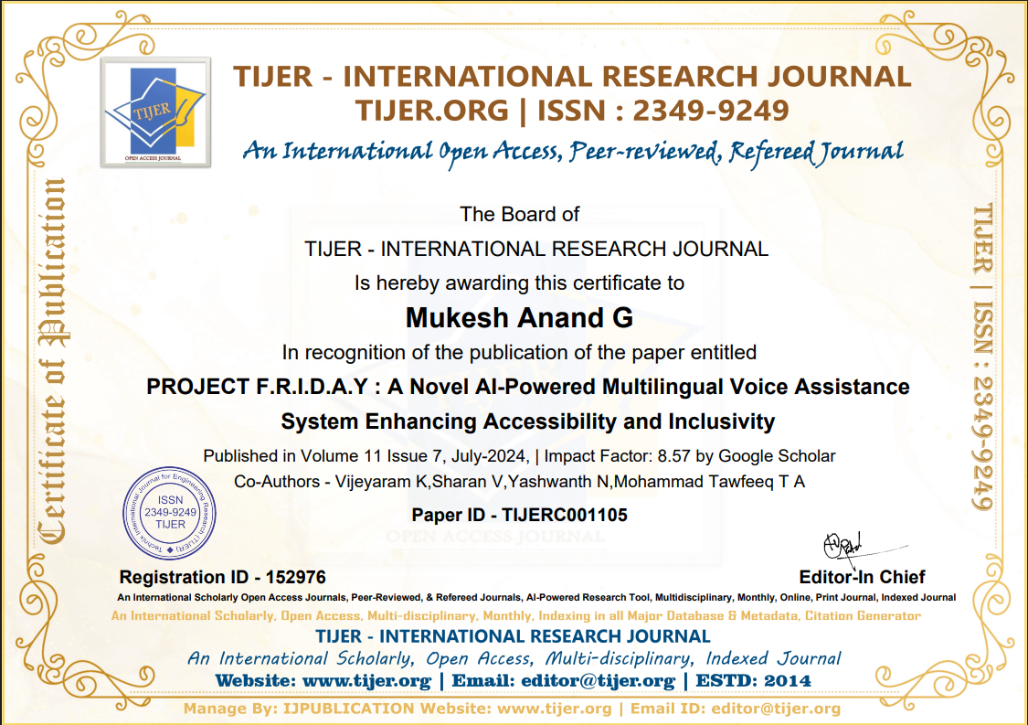 Project F.R.I.D.A.Y: A Novel AI-Powered Multilingual Voice Assistance System
