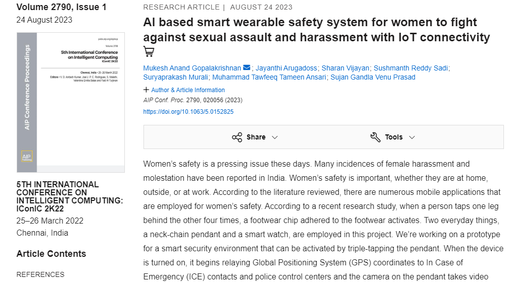AI-Based Smart Wearable Safety System with IoT Connectivity